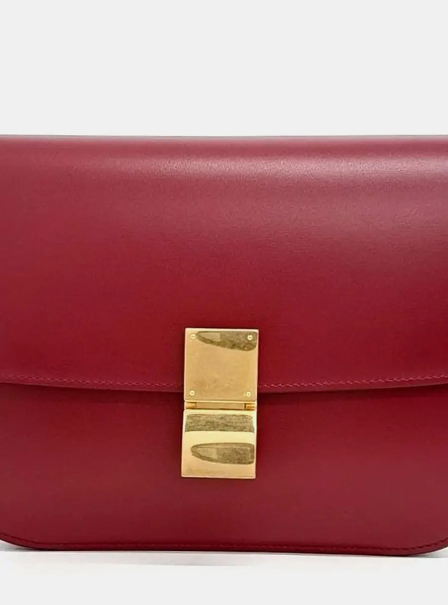 Celine Red Leather Classic Box Medium Bag