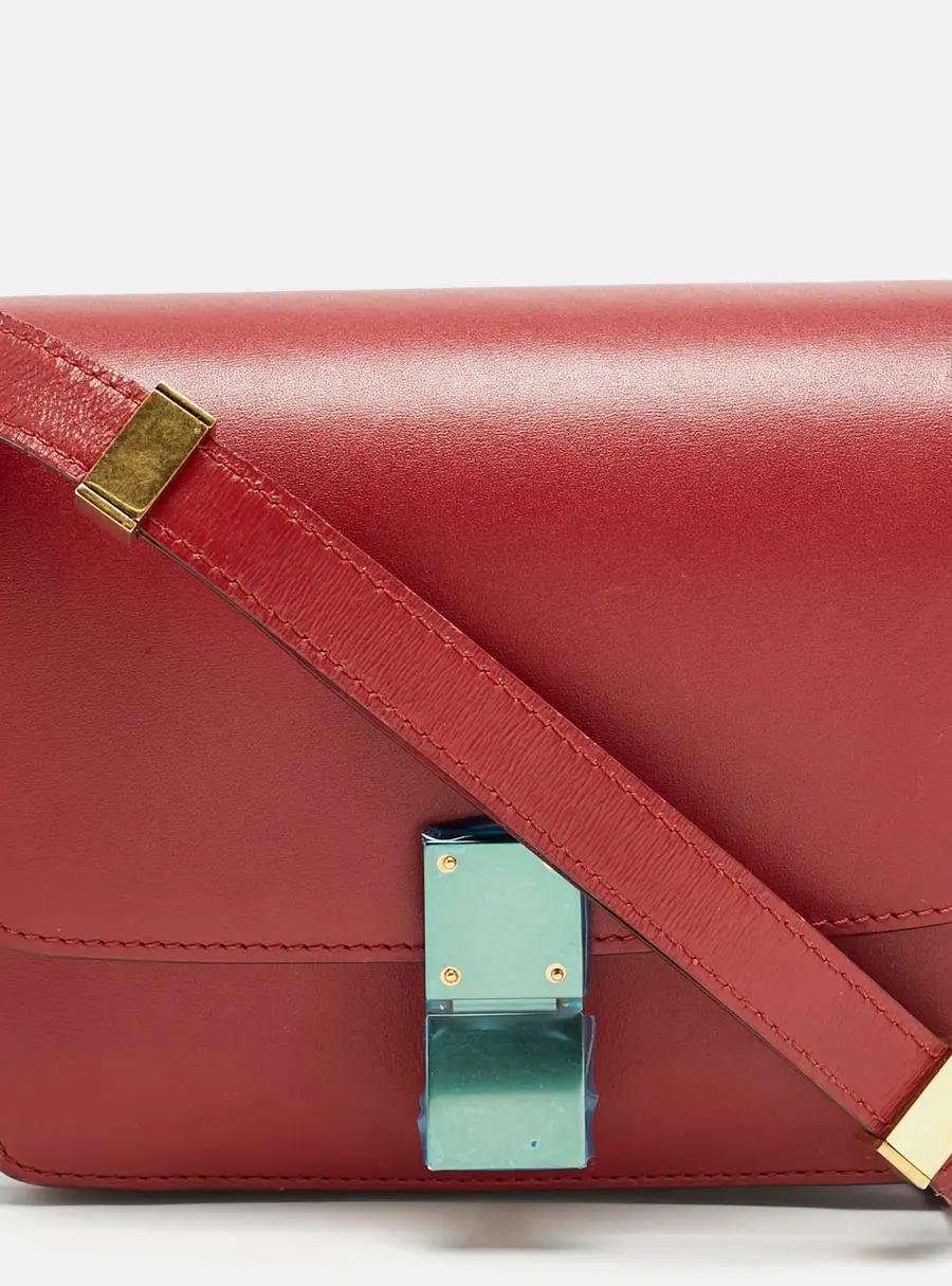 Celine Red Leather Small Classic Box Crossbody Bag