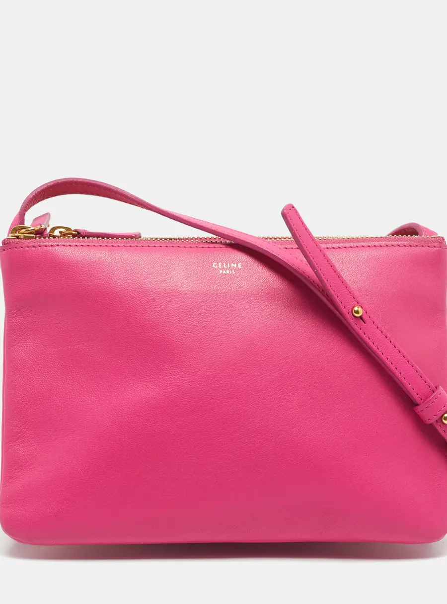 Celine Fuchsia Leather Small Trio Crossbody Bag