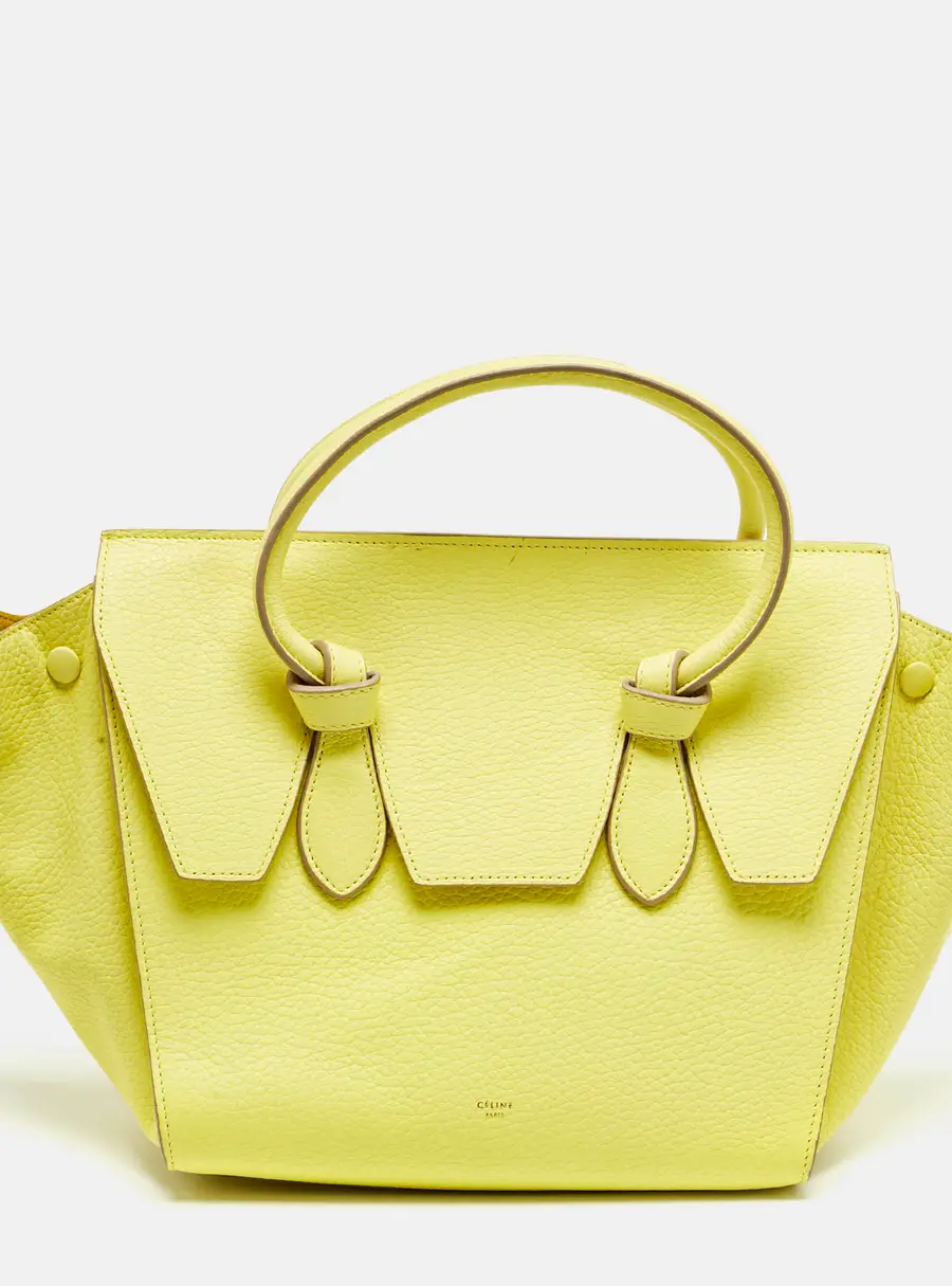 Celine Lime Yellow Leather Mini Tie Tote