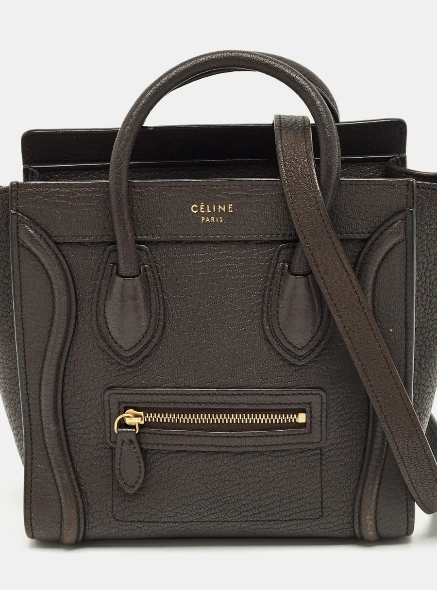 Celine Dark Grey Leather Nano Luggage Tote