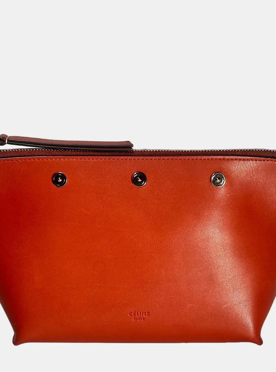 Celine Sailor Brown Calfskin Leather Clutch Bag