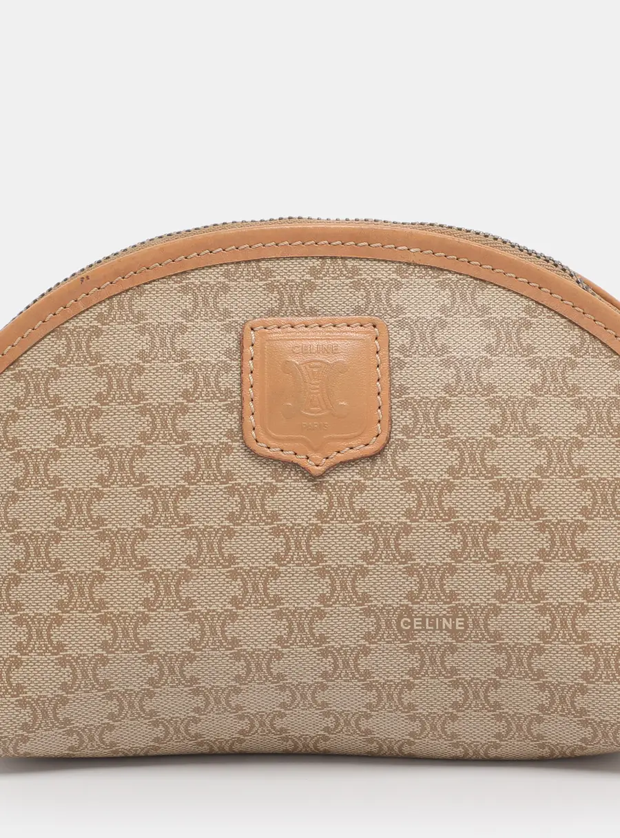 Celine Beige Coated Canvas Pouch Clutch