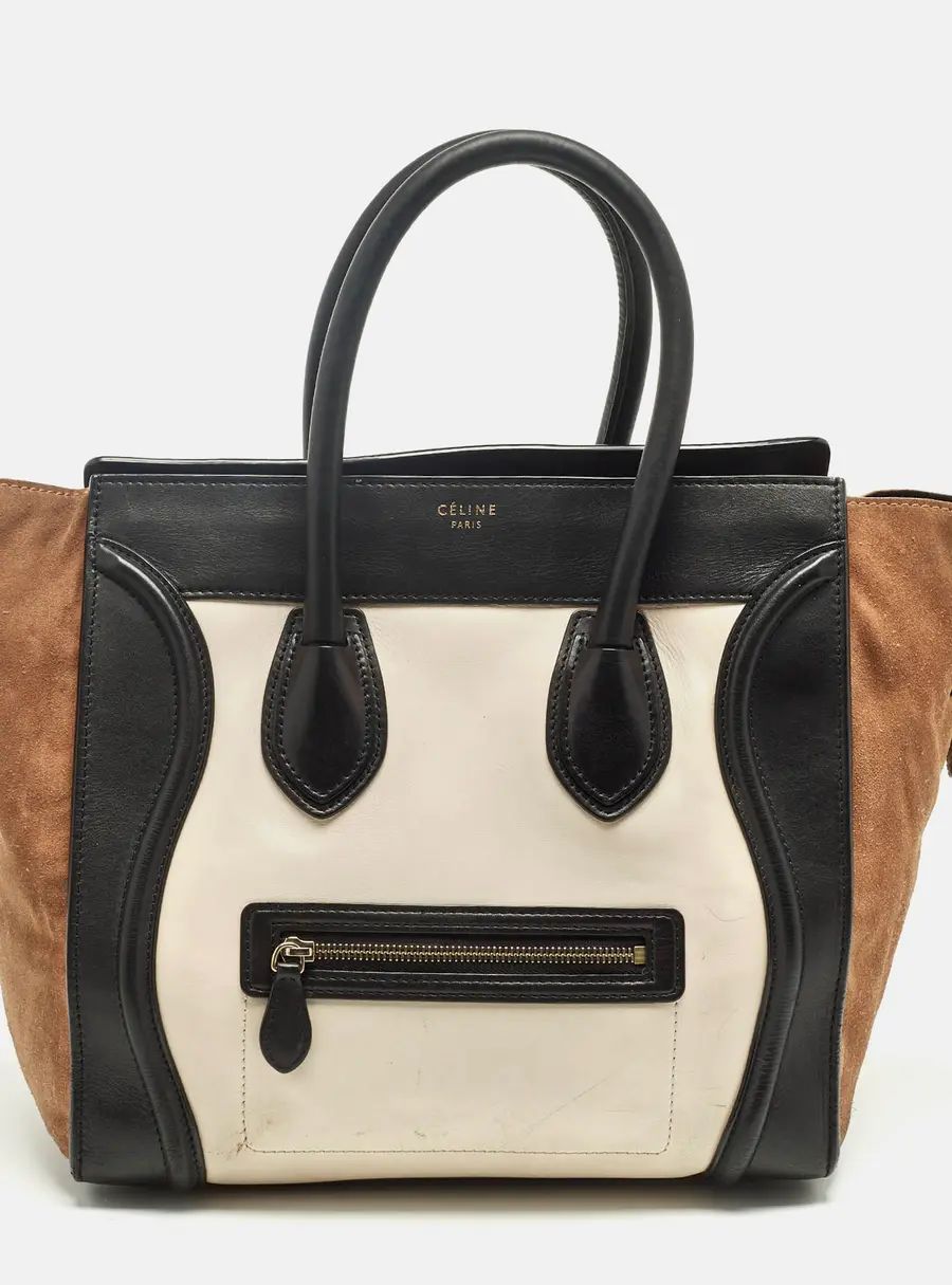 Celine Luggage Multicolor Leather and Suede Tote Bag