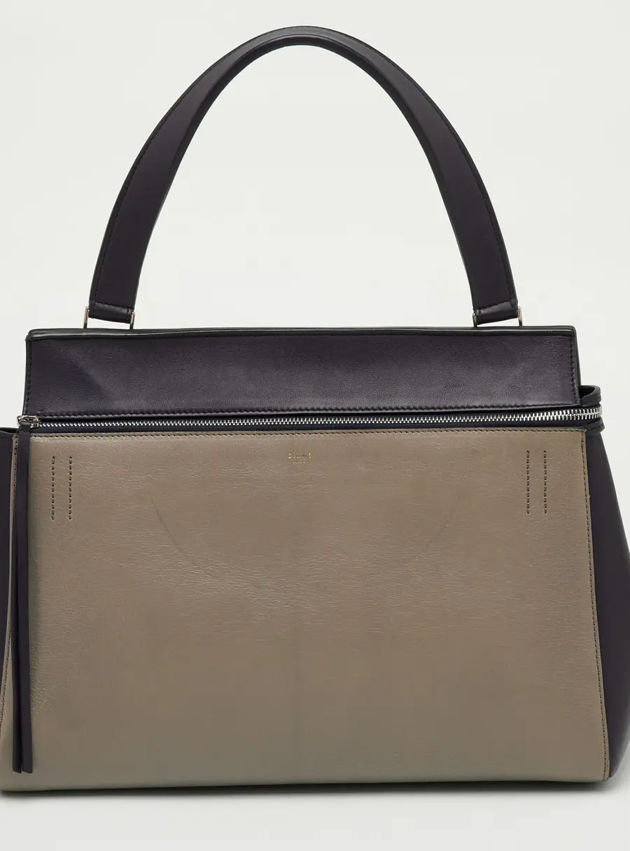 Celine Edge Large Purple/Grey Leather Top Handle Bag