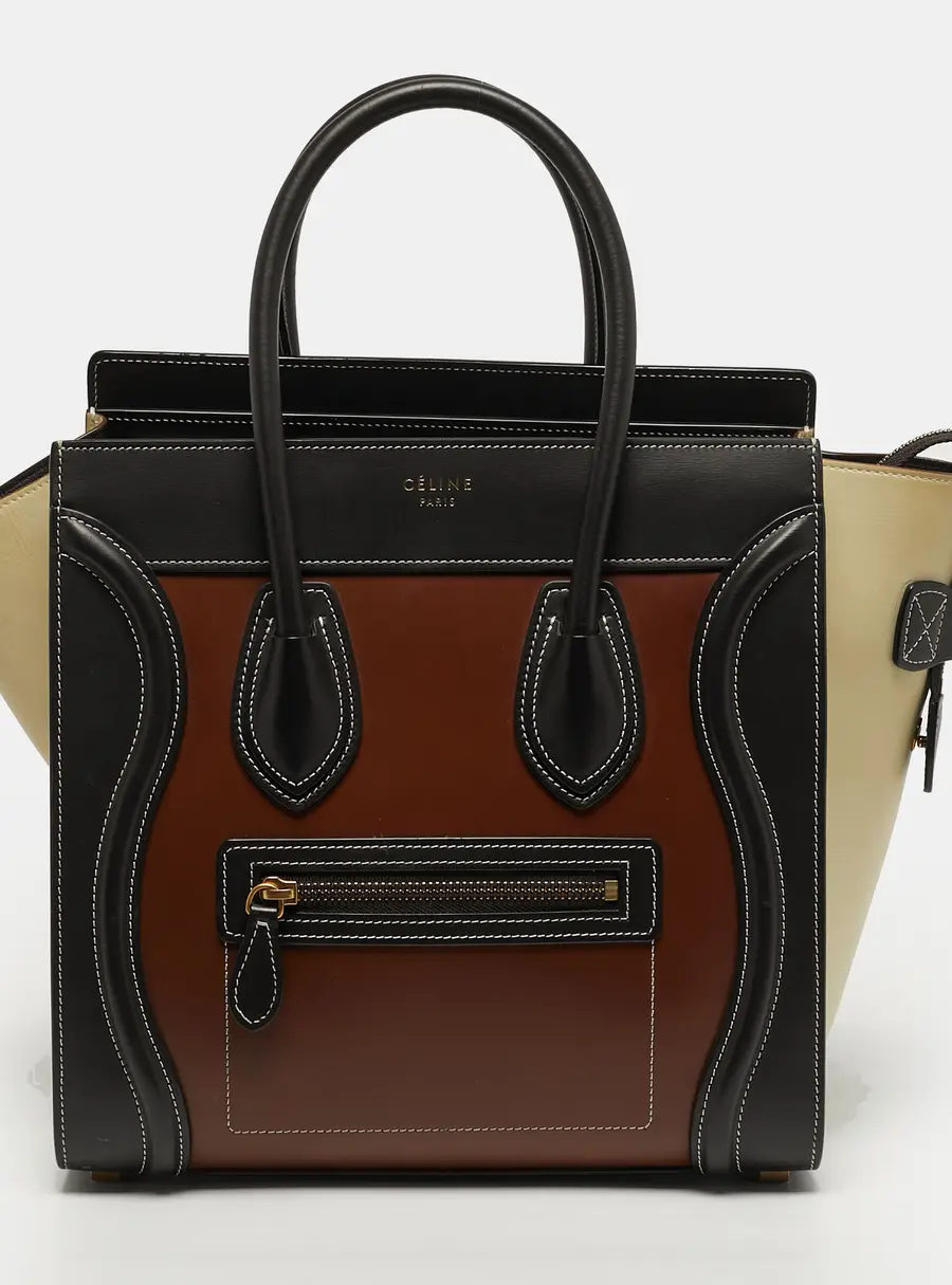 Celine Luggage Micro Tricolor Leather Tote
