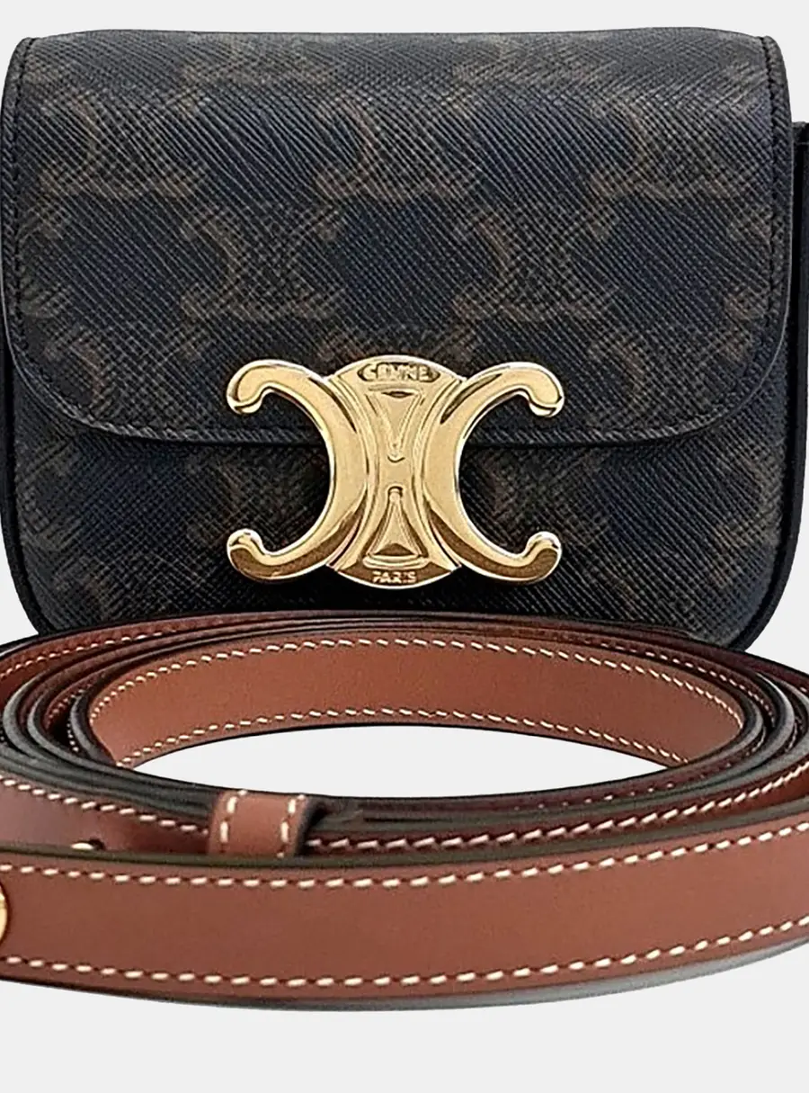 Celine Brown PVC Triumph Mini Crossbody Bag