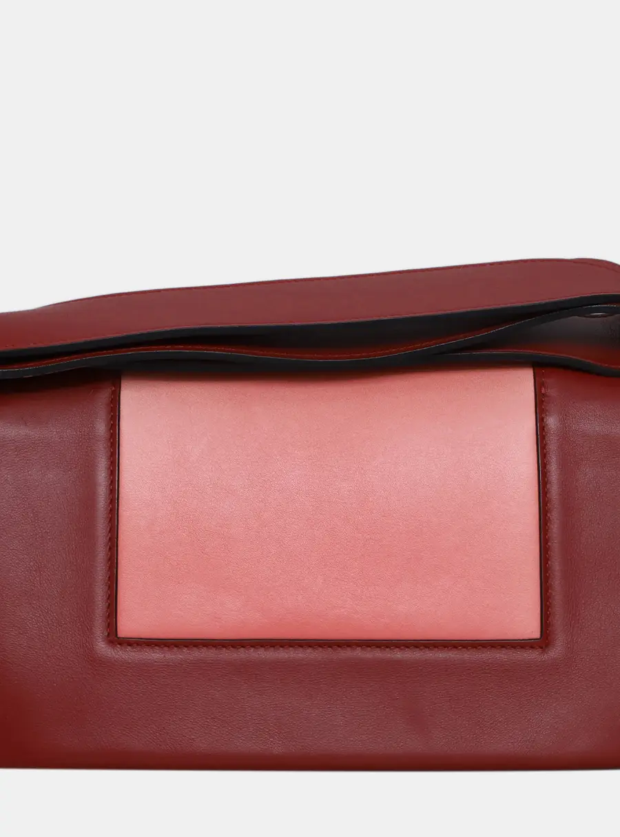 Celine Medium Frame Pink Burgundy Leather Shoulder Bag