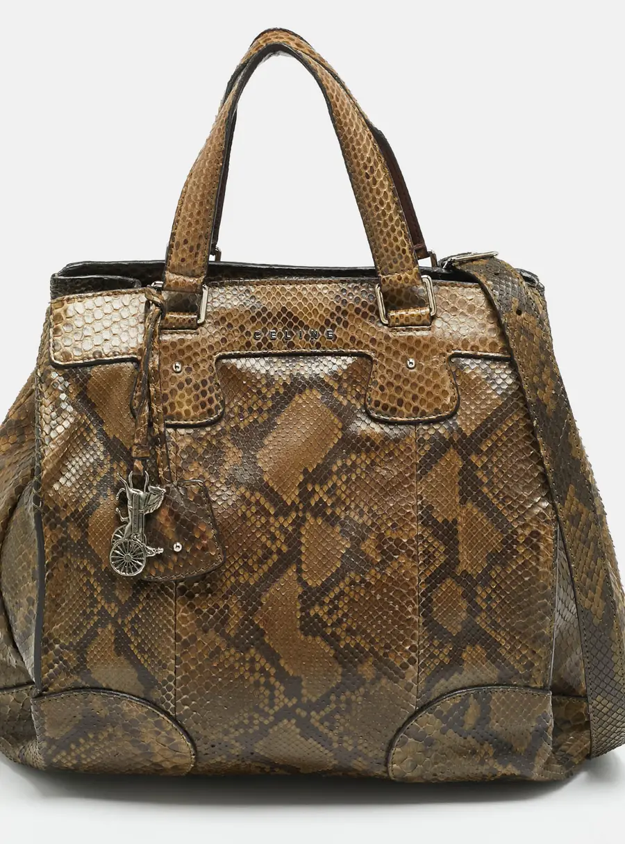 Celine Charm Olive Green Python Tote