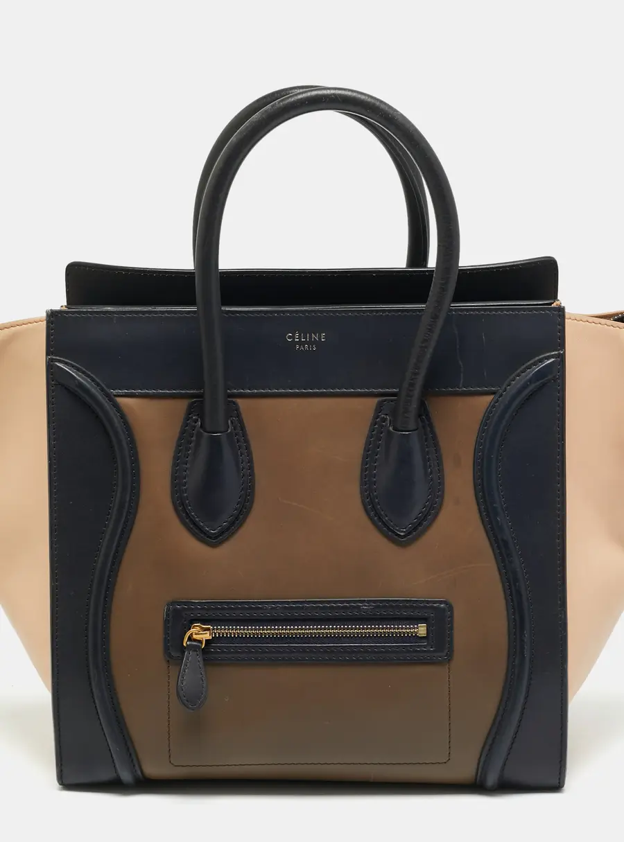 Celine Luggage Mini Tricolor Leather Tote