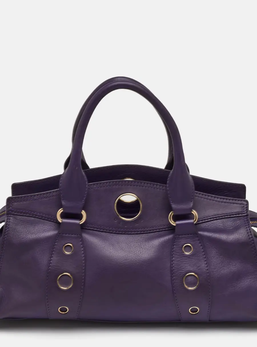 Celine Vintage Purple Leather Satchel