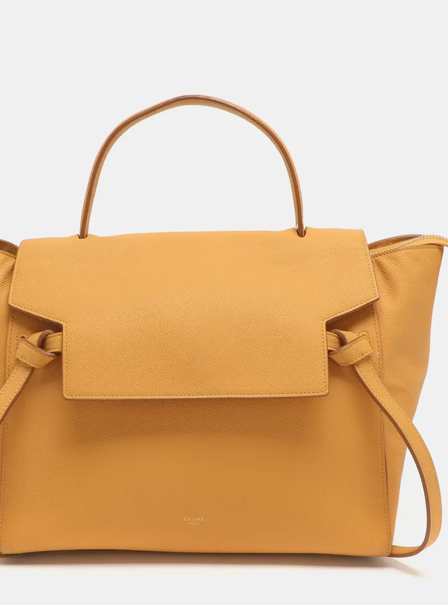 Celine Belt Mini Yellow Leather Top Handle Bag