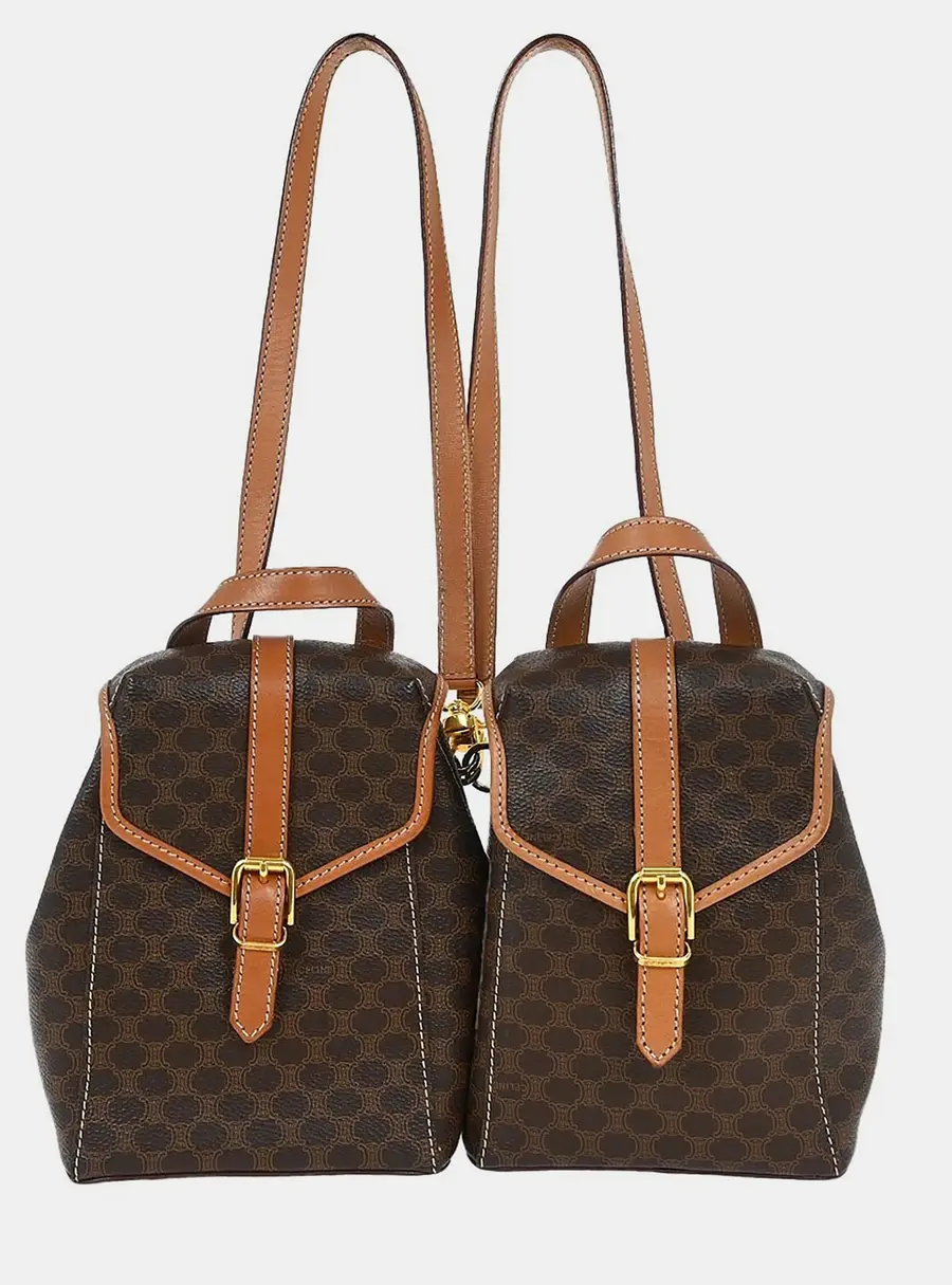 Celine Macadam Twin One Size Brown PVC Leather Backpack Bag