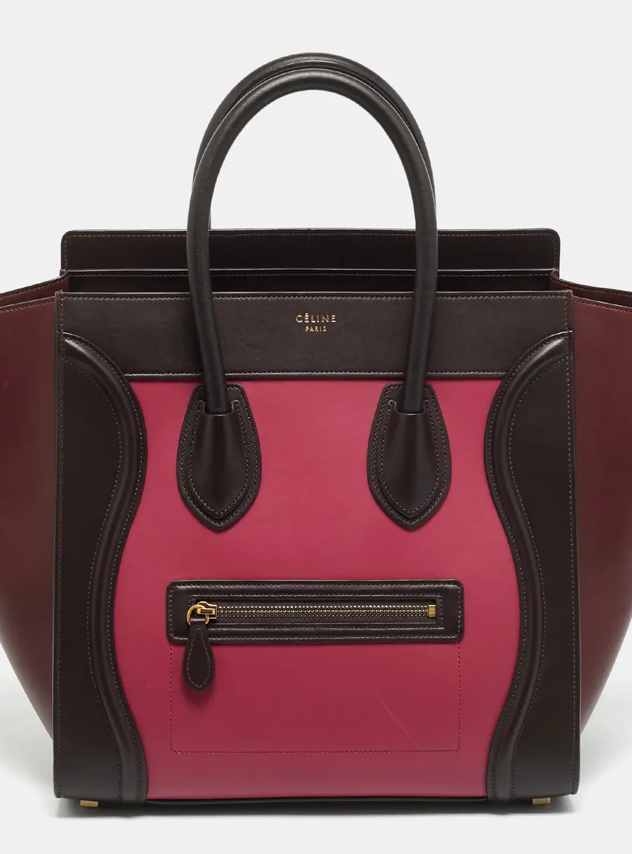 Celine Luggage Mini Tricolor Leather Tote