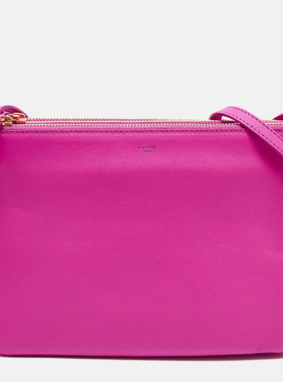 Celine Trio Large Pink Leather Crossbody Bag