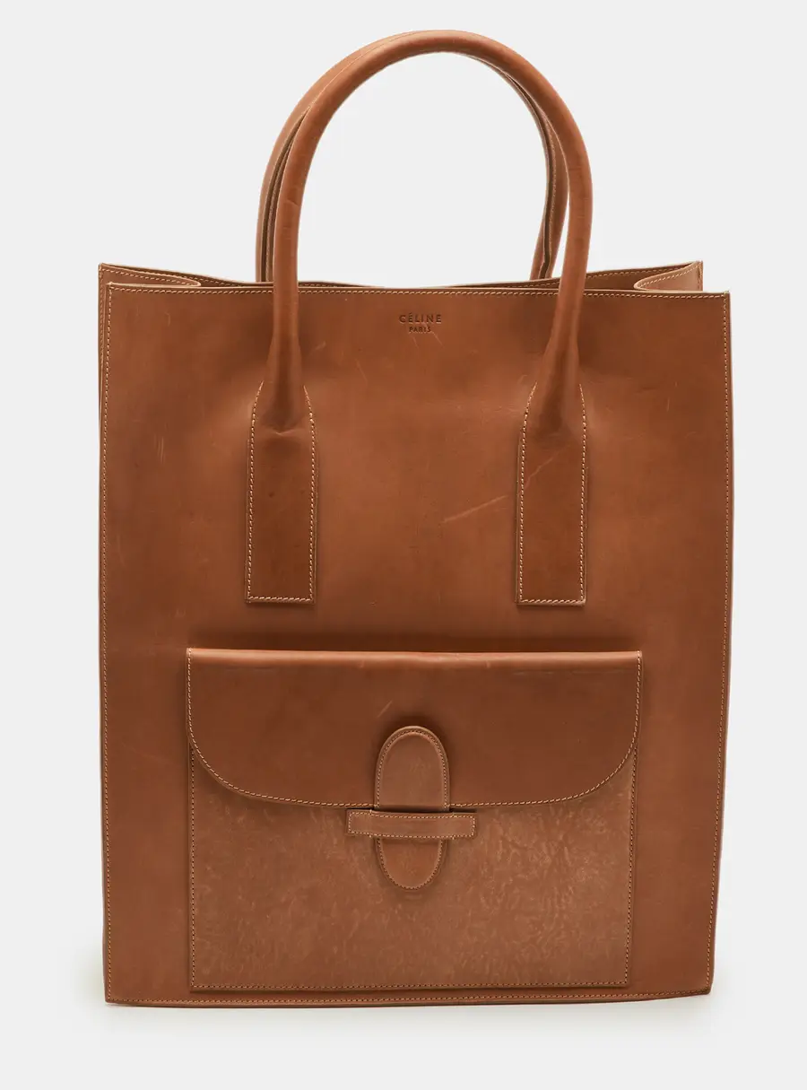 Celine Linda Tan Leather Shopper Tote