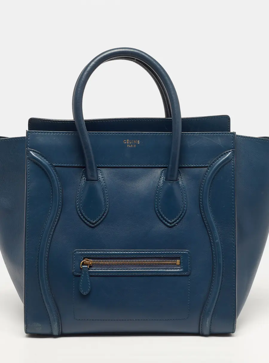Celine Luggage Mini Navy Blue Leather Tote
