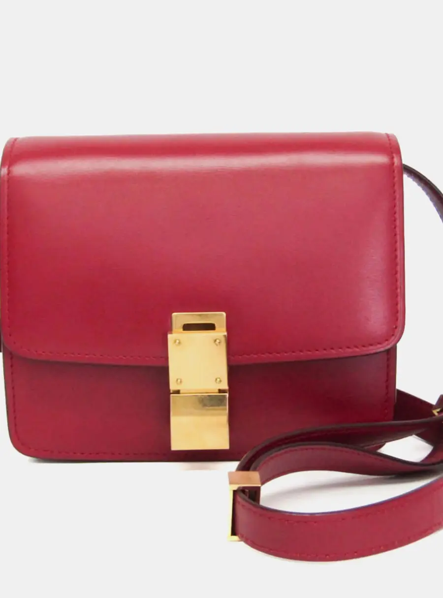 Celine Classic Box Red Box Calfskin Leather Shoulder Bag