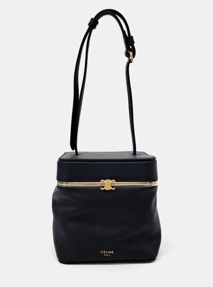Celine Triumph Frame Small Black Calfskin Leather Crossbody Bag