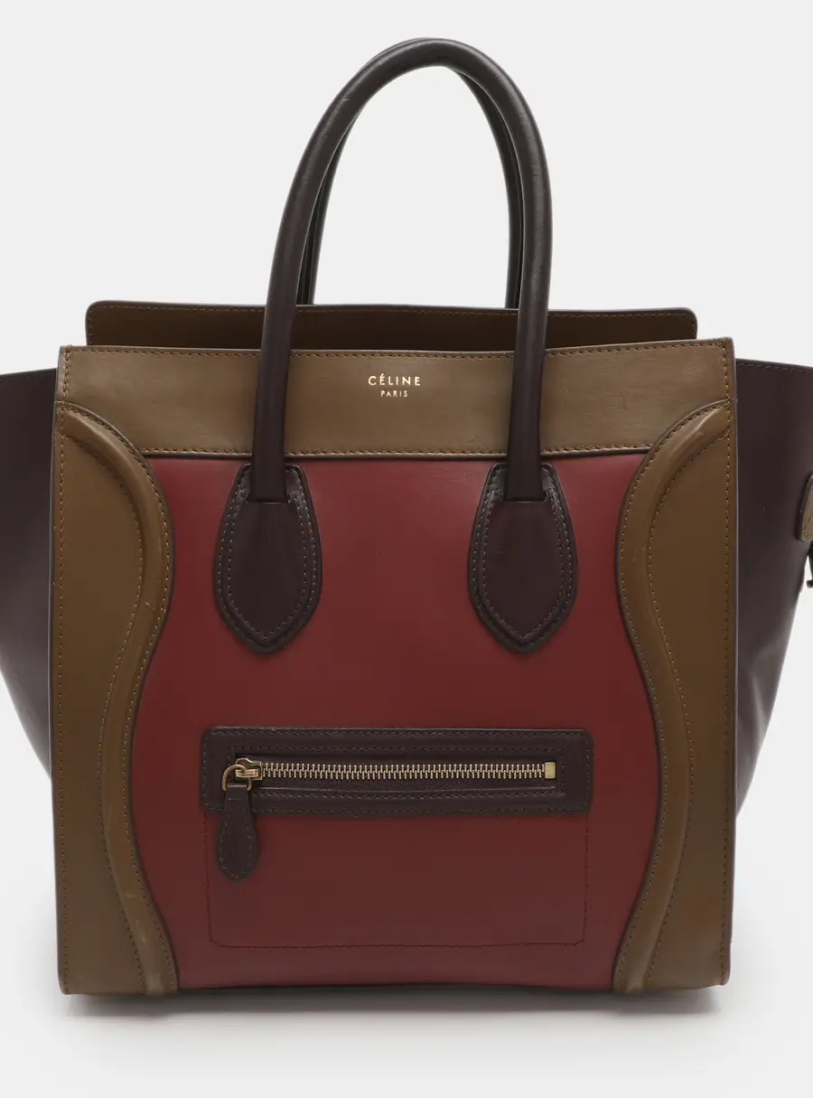 Celine Luggage Mini Tricolor Leather Tote
