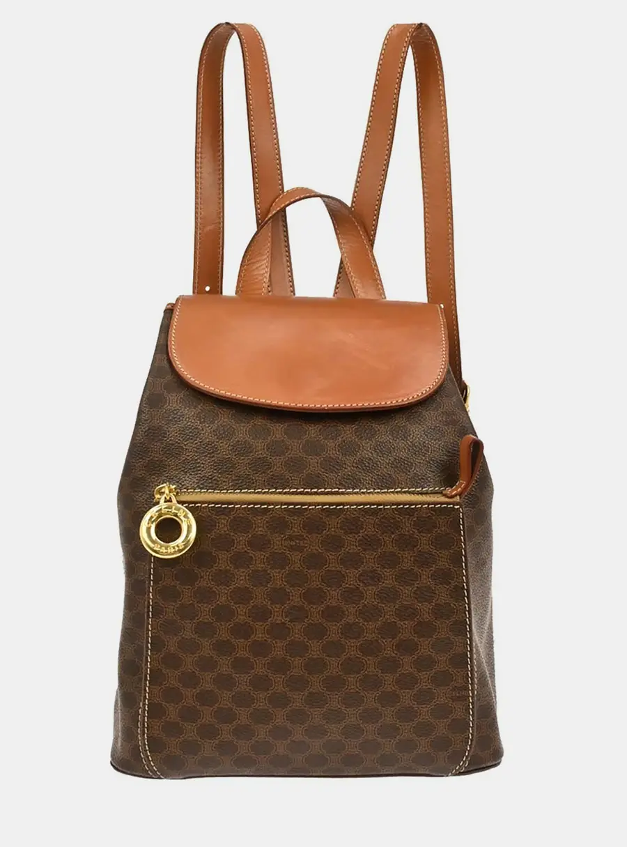 Celine Macadam Mini Brown Monogram Coated Canvas Leather Backpack Bag