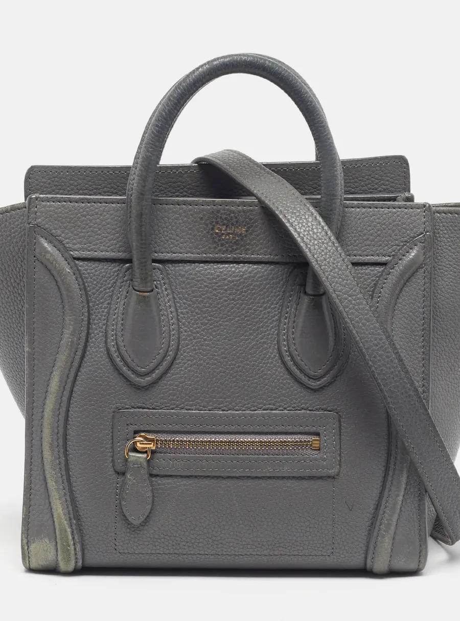 Celine Luggage Nano Grey Leather Tote