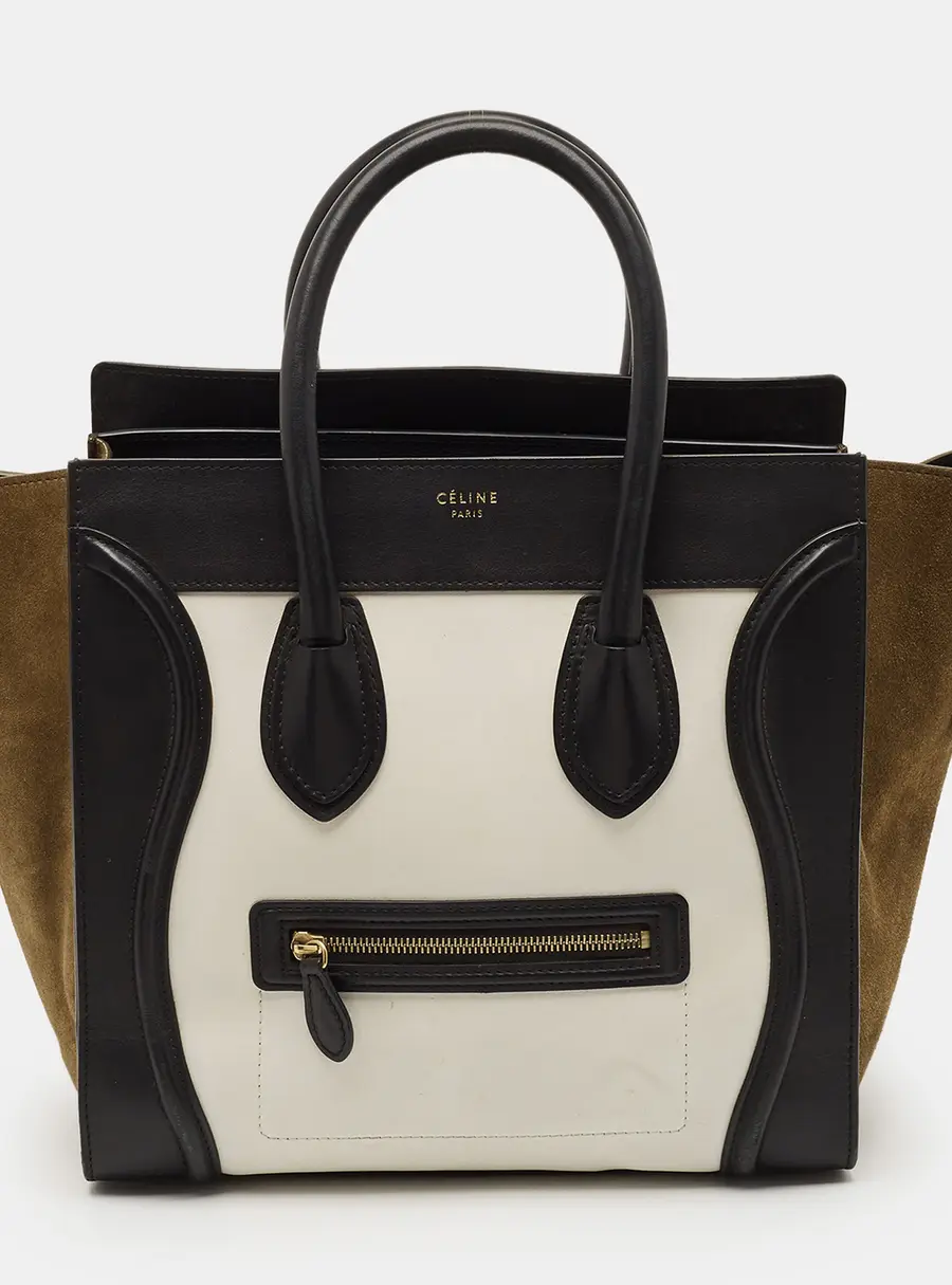 Celine Luggage Mini Tricolor Leather and Suede Tote