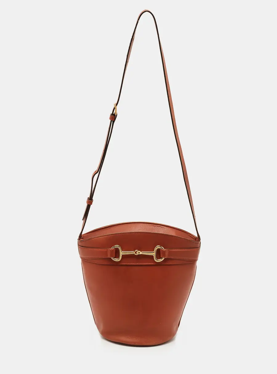 Celine Crecy Brown Leather Bucket Bag