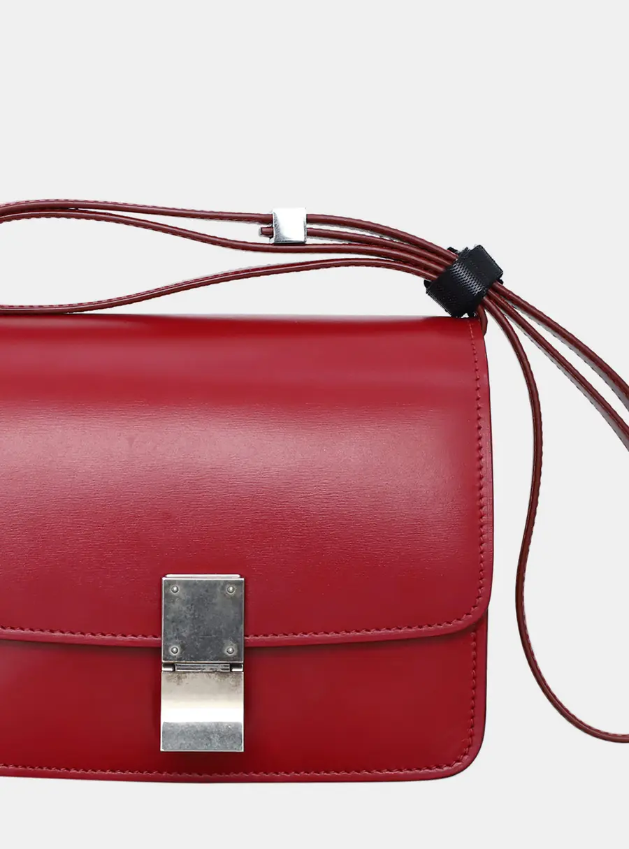 Celine Classic Box Small Red Calfskin Leather Shoulder Bag