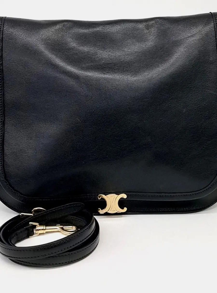 Celine Soft Triumph Besace Black Calfskin Leather Shoulder Bag