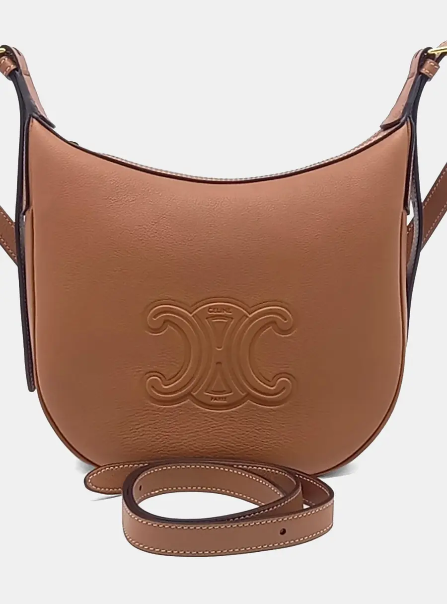 Celine Eloise Small Tan Grained Calfskin Leather Hobo Bag