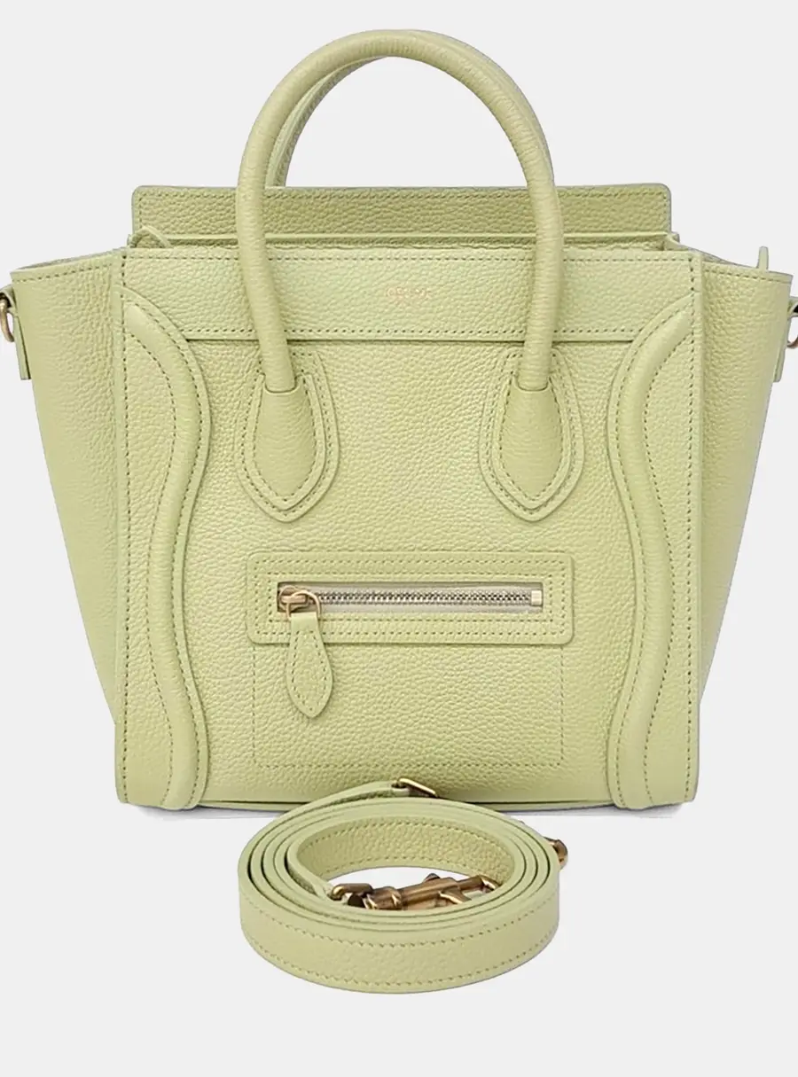 Celine Green Leather Nano Luggage Bag