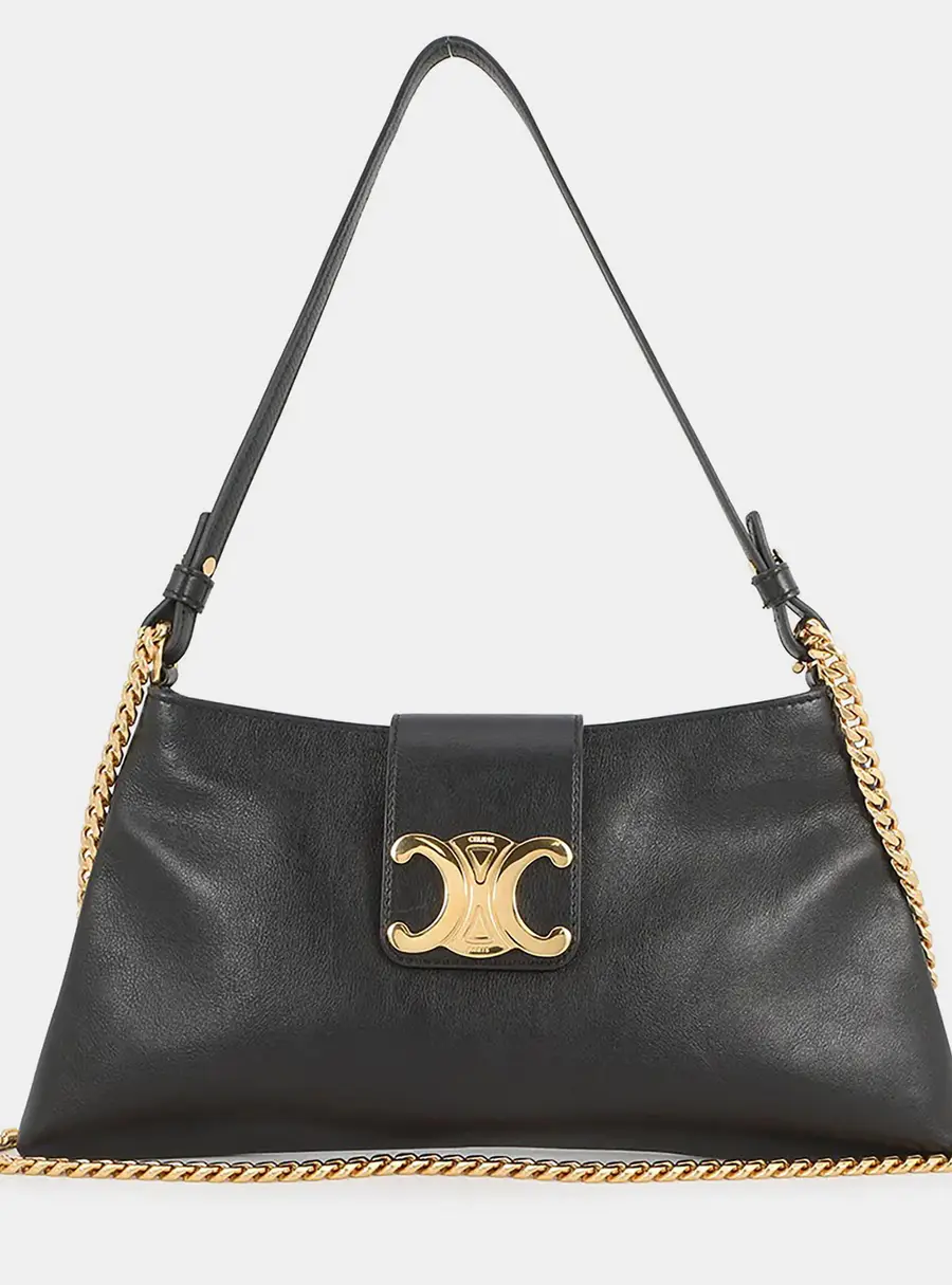 Celine Willturn Clutch Black Leather Shoulder Bag