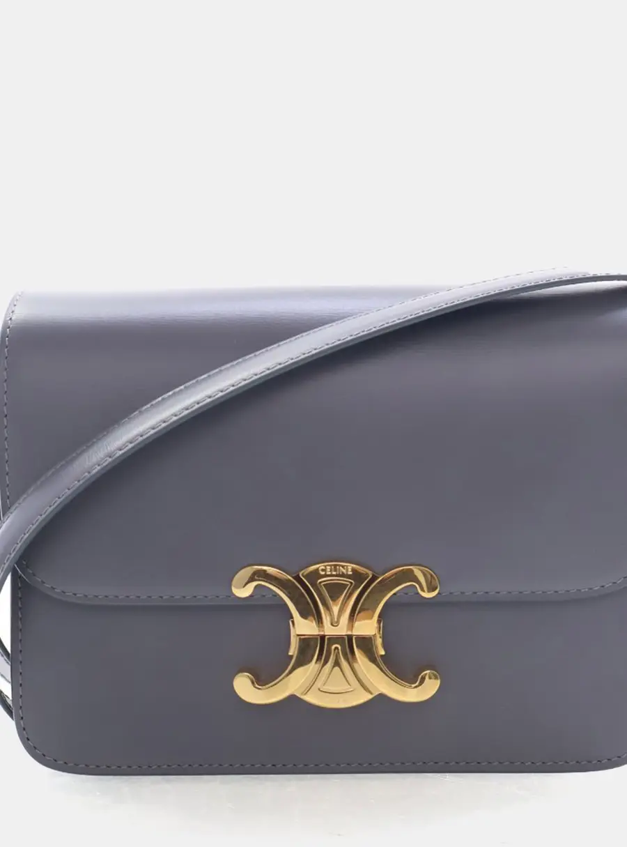Celine Teen Shiny Calfskin Triomphe Flap Bag