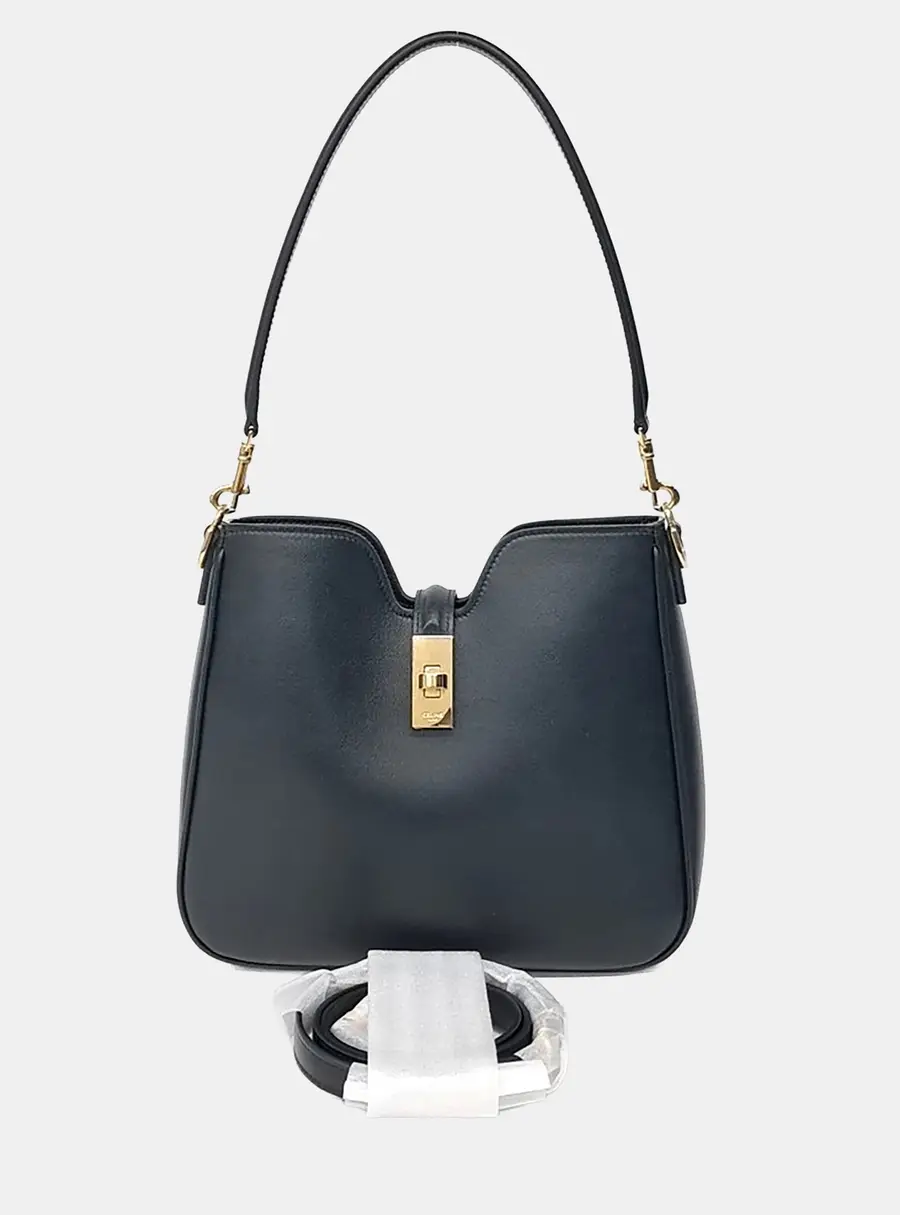 Celine Soft 16 Small Black Calfskin Leather Top Handle Bag