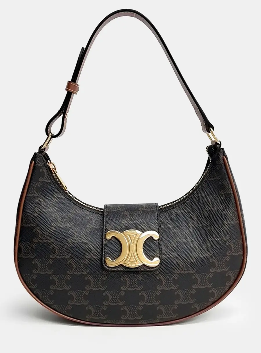 Celine Ava Medium Brown Triomphe Canvas Shoulder Bag