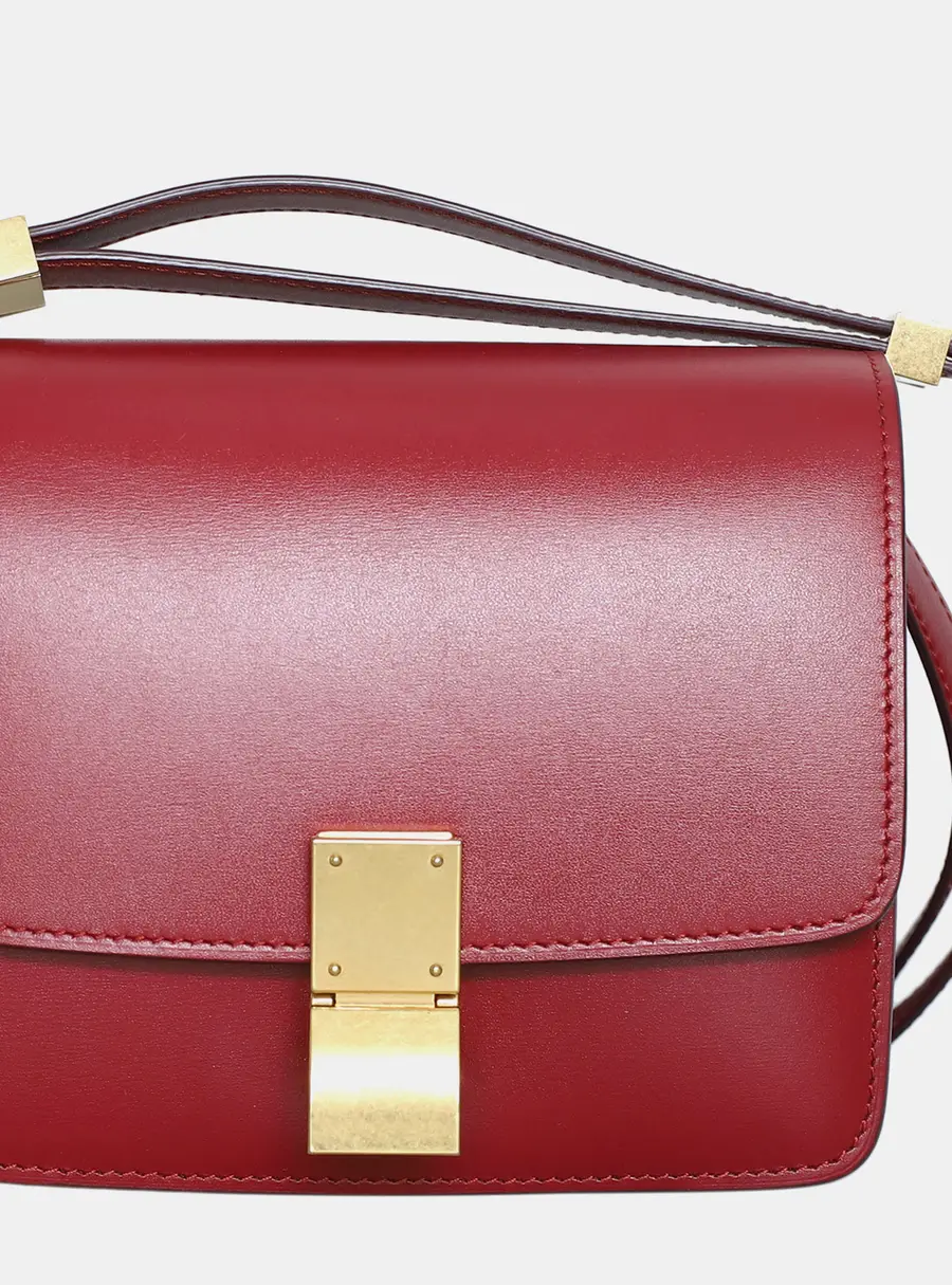 Celine Classic Box Mini Red Calfskin Leather Shoulder Bag