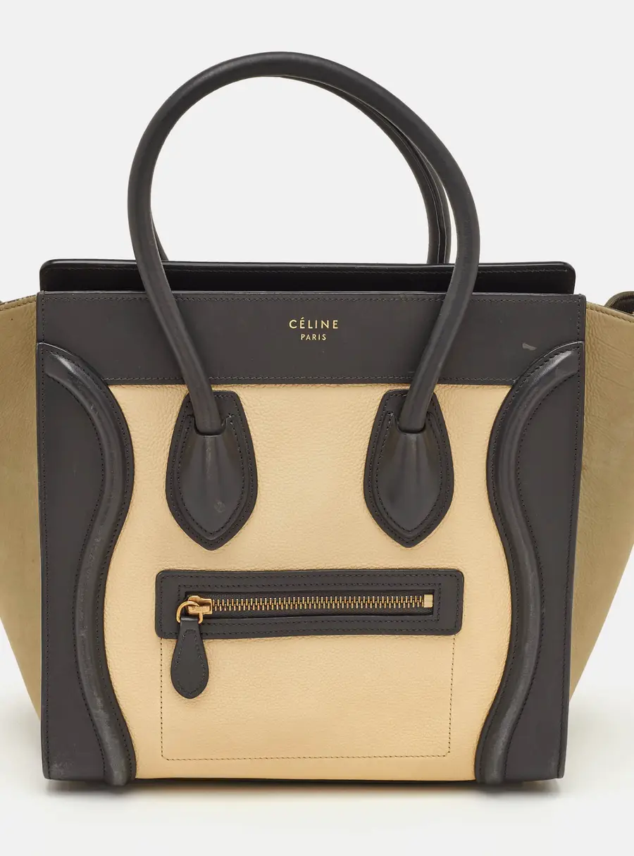 Celine Luggage Micro Multicolor Leather and Nubuck Leather Tote