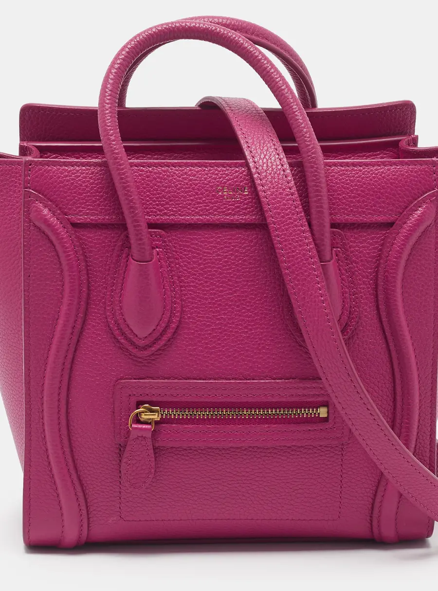 Celine Luggage Nano Pink Leather Tote