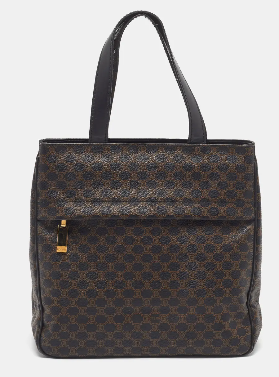 Celine Brown/Black Macadam Coated Canvas Tote