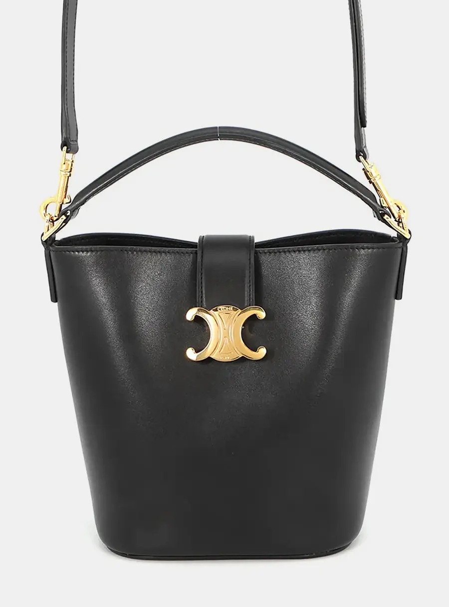 Celine Louise Small Black Calfskin Leather Bucket Bag
