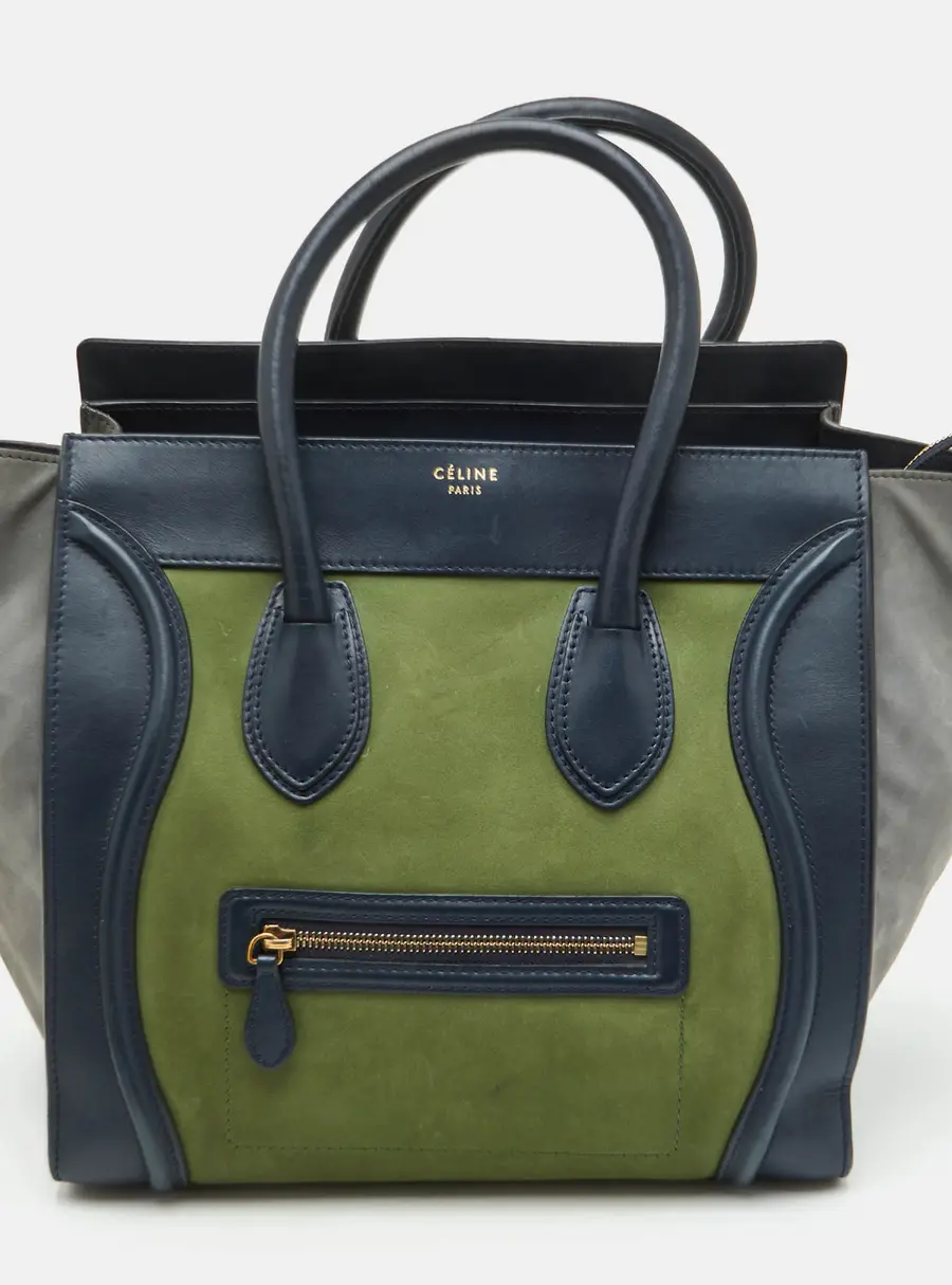 Celine Luggage Mini Multicolor Leather and Nubuck Leather Tote