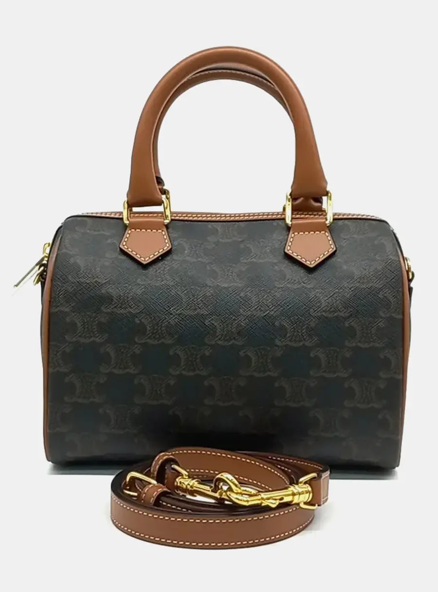 Celine Brown PVC Triumph Boston Bag Small