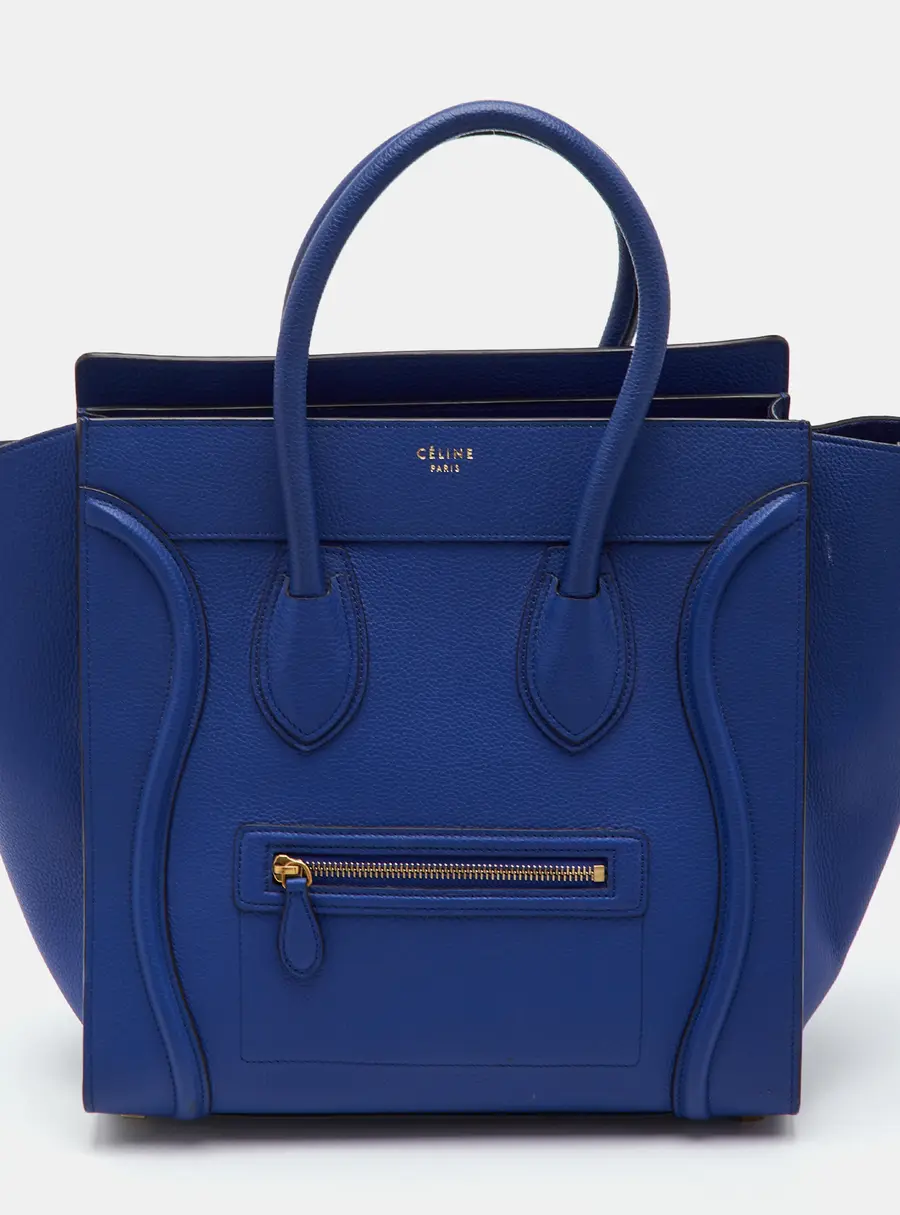 Celine Luggage Mini Navy Blue Leather Tote