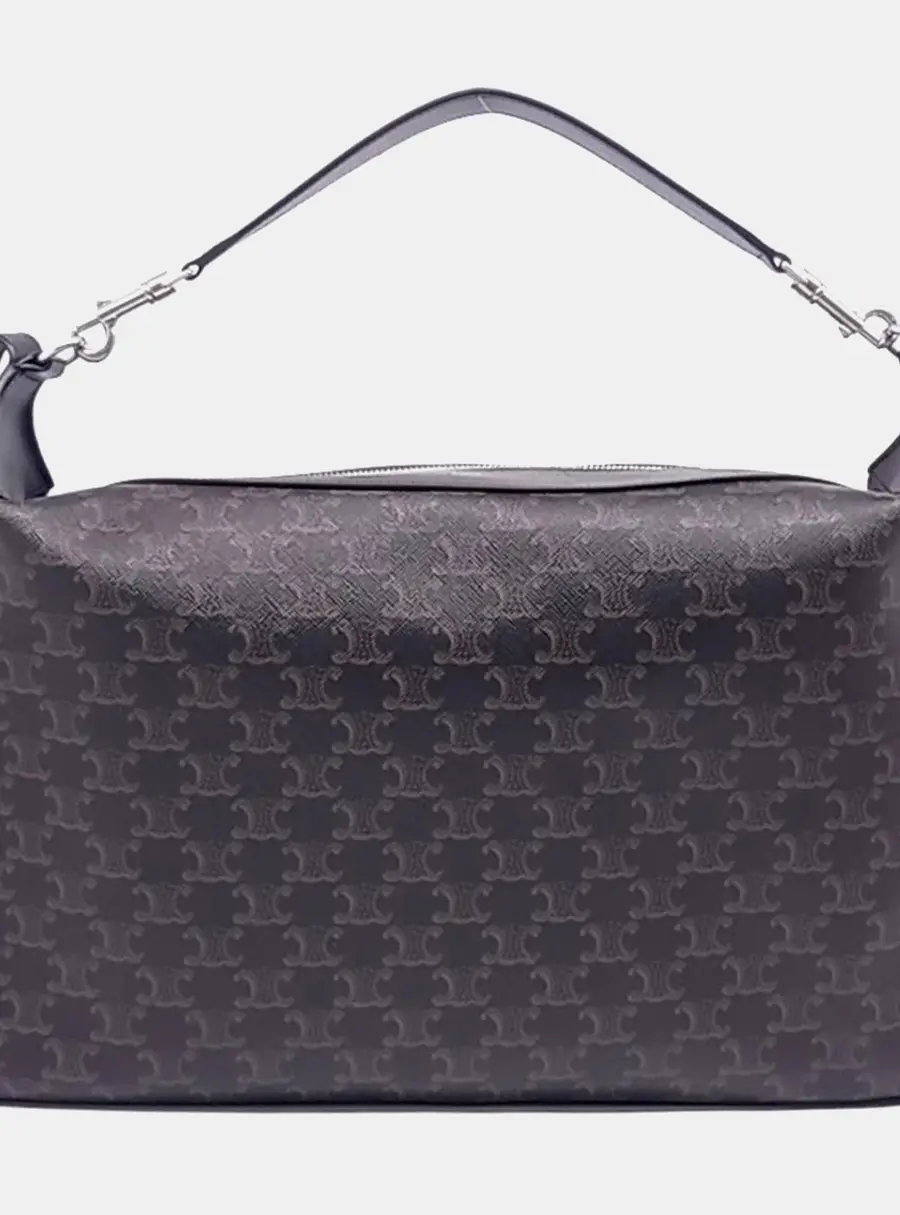 Celine Romi Large Black Triomphe Canvas Shoulder Bag