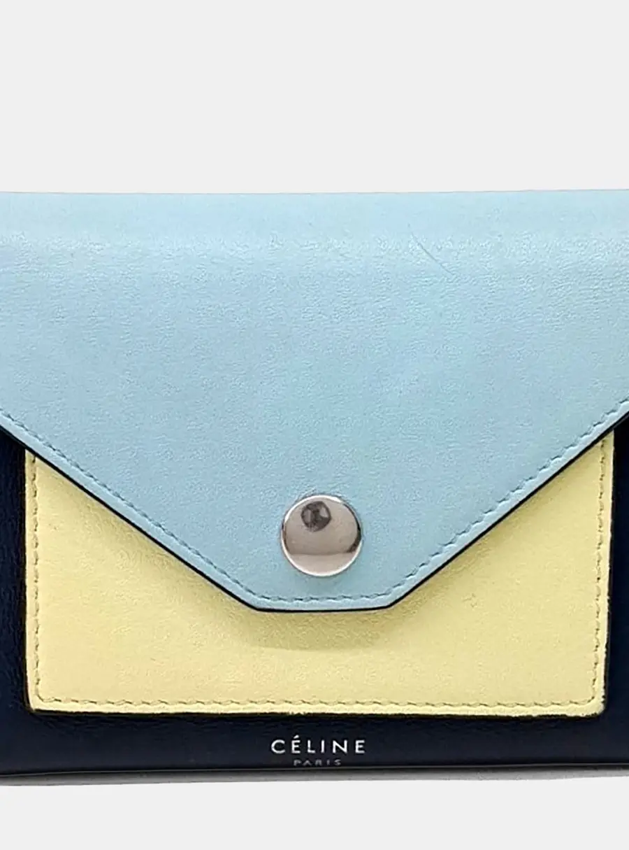 Celine Envelope Multicolor Calfskin Leather Wallet Bag