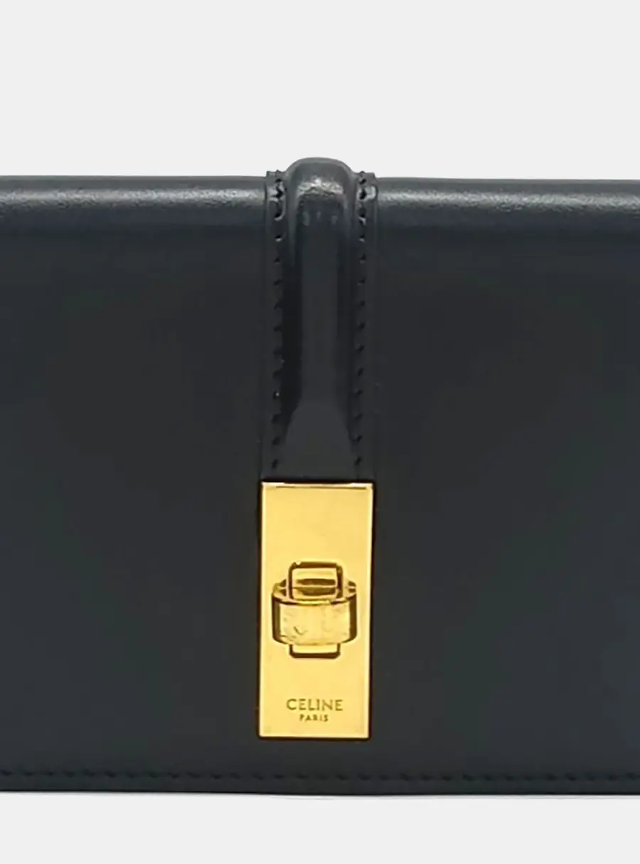 Celine 16 Compact Black Calfskin Leather Wallet