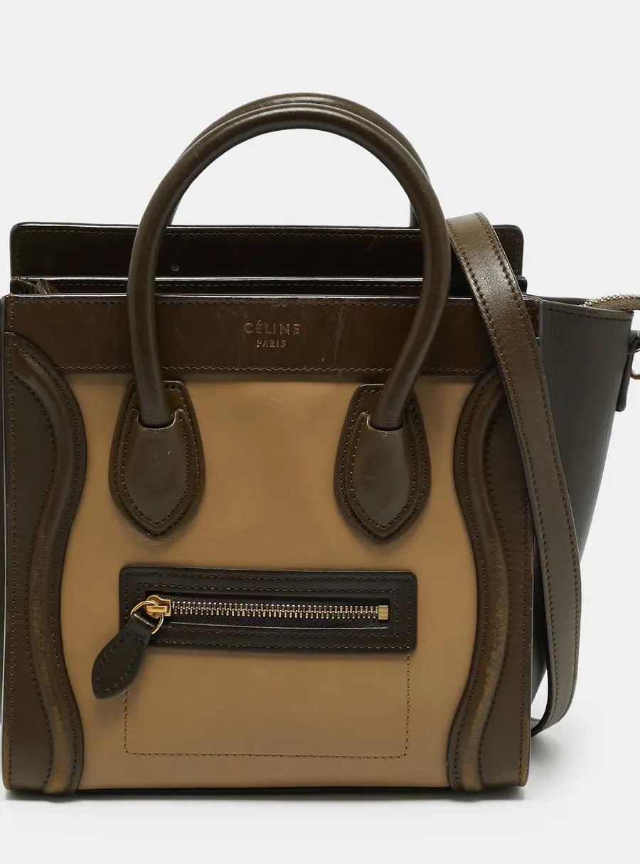 Celine Luggage Nano Tricolor Leather Tote
