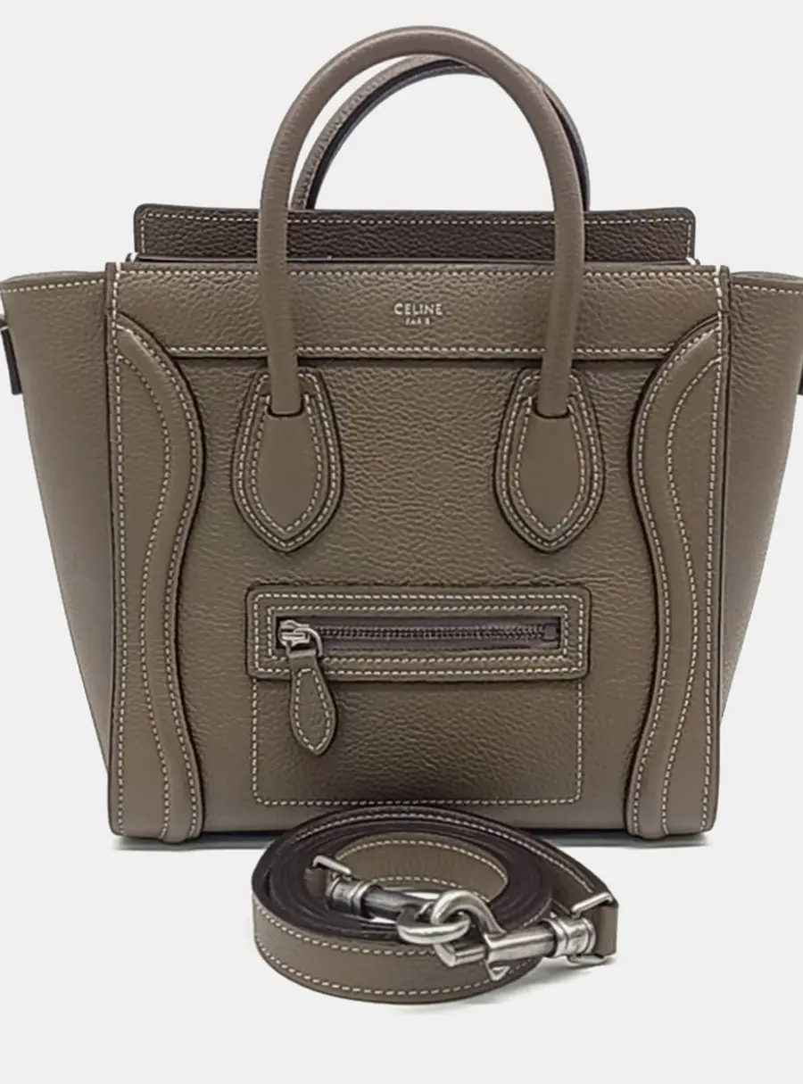 Celine Brown Leather Nano Luggage Bag