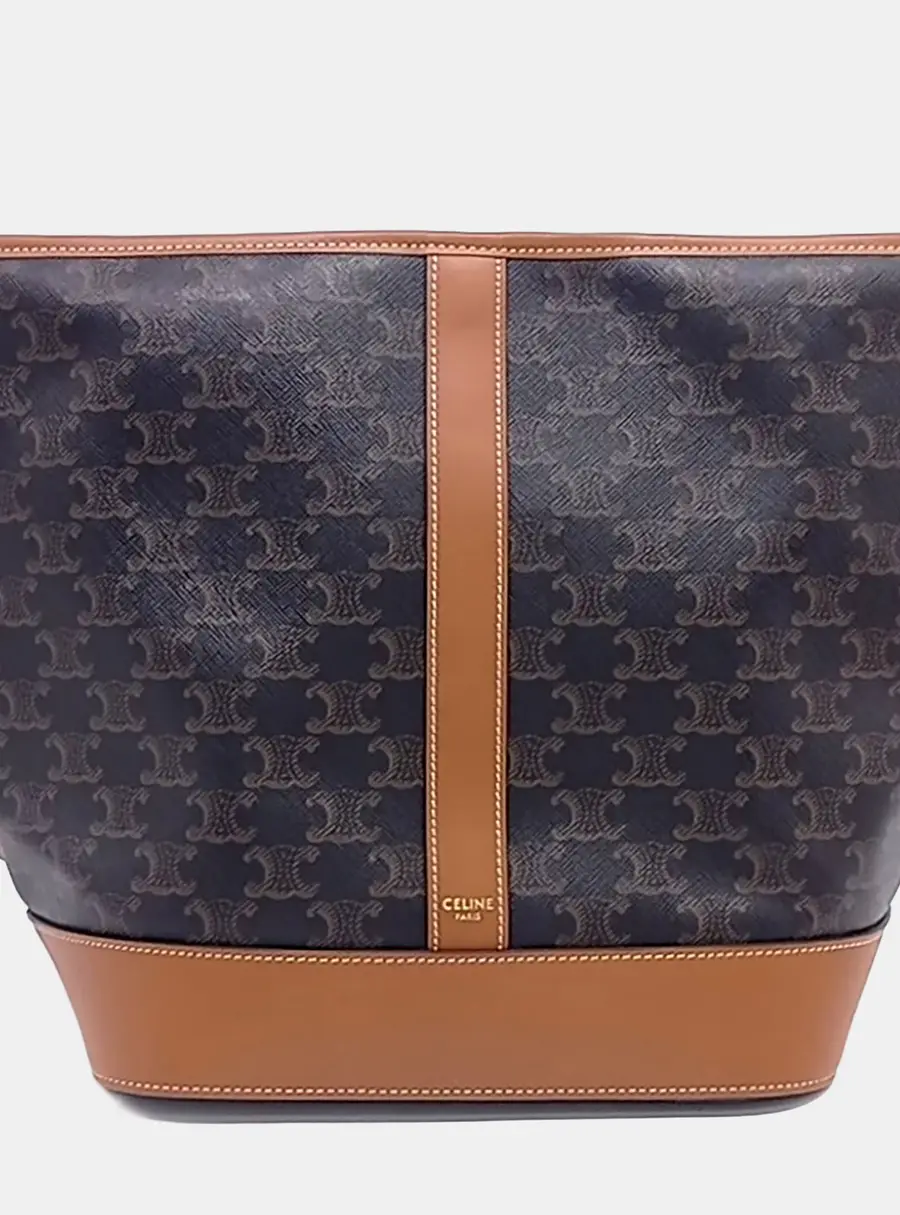 Celine Brown PVC Triumph Bucket Bag Medium